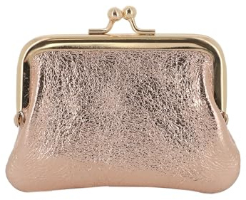 Petit Porte-Monnaie Cuir Véritable Irisé Femme - Fermoir Clic Clac en Métal - Compartiments Spacieux - Pratique Polyvalent - Or Rose