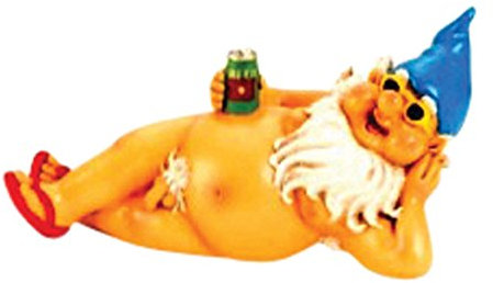 Unbekannt Nackter Gartenzwerg mit Bier und Zipfelmütze Zwerg 26 cm XL (Blau)
