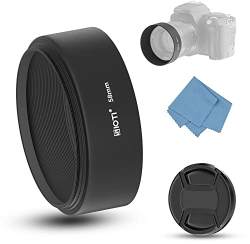 SIOTI Camera Standard Focus Metal Lens Hood with Cleaning Cloth and Lens Cap Compatible with Leica/Fuji/Nikon/Canon/Samsung Standard Thread Lens