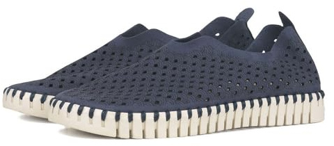 Ilse Jacobsen HORNBÆK | Flache Damen-Schuhe | Slip-On Sneaker mit Recyceltem Mikrofaser-Material und Rutschfester Natur-Gummisohle | Tulip3275 | Leicht Atmungsaktiv Umweltfreundlich | Navy | 37