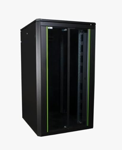 Logon RDL26U88BL Rack freistehend, 26 U 600 kg, Schwarz – Regale (600 kg, freistehend, 26 U, Stahl, Glas, Schwarz)