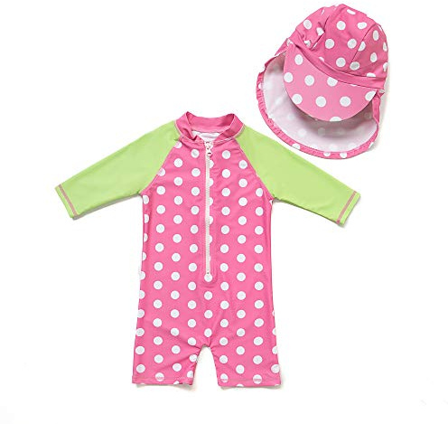 BONVERANO Bañador de una Pieza de Manga Larga para bebé niña protección UV 50+ One Zip