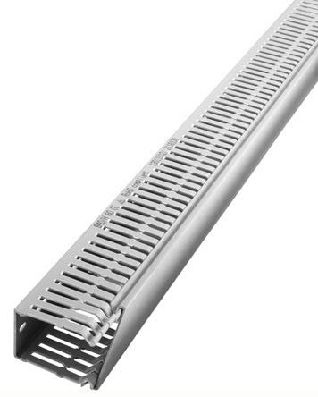 RS PRO Verdrahtungskanal Grau, 100 mm x 80mm Kunststoff, Länge 2m, Seitenwand Offen, Packung a 12 Stück