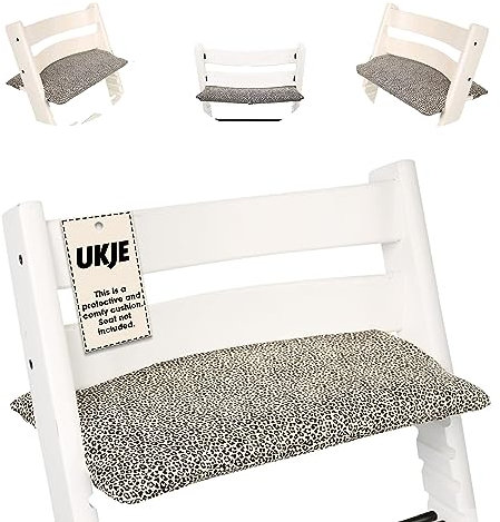 UKJE Kissen kompatibel mit Stokke Tripp Trapp - Kissen für Hochstuhl, Babysitz-Polsterung, Hochstuhl-Zubehör, Sitzbezug, Beschichteter Stoff, Stilvolle Muster (1 Stück, Sand-Leopard)