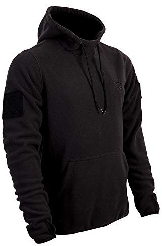 AR TACTICAL Taktischer BW Fleece Pullover mit Hoheitsabzeichen BW Hoodie mit Klett + Rubber Patch (Schwarz, XL)