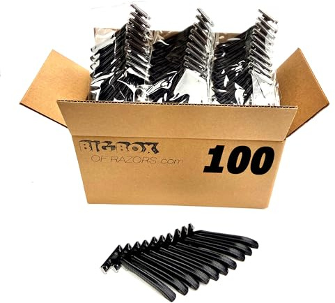 100 Twin Blade Black Disposable Razors in Bulk - Professional or Home Use