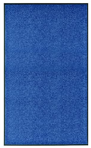 vidaXL Fußmatte Waschbar Schmutzfangmatte Türmatte Fußabtreter Schmutzmatte Schmutzfangläufer Sauberlaufmatte Innen Außen Blau 90x150cm