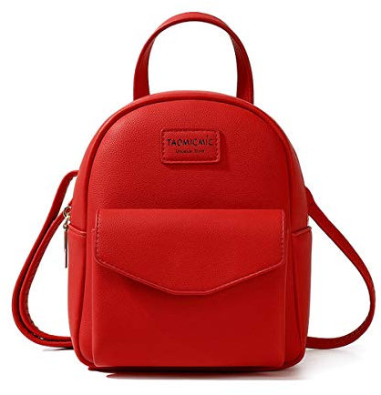 Asge Frauen PU Rucksack Damen Schultertaschen Mini Mädchen Schulrucksack Fashion Daypacks Elegant Schoolbag für Schule Reise Arbeit (Rot)