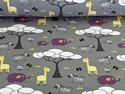 Baumwolljersey Afrika Tiere Wild Stoff Meterware Jersey