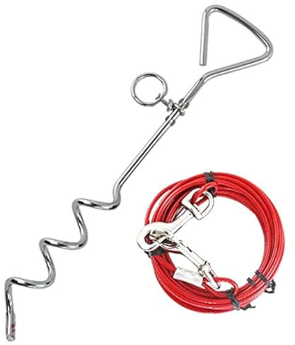Taylor & Brown Heavy Duty Dog Tie Out Cable with Spiral Ground Stake Sturdy Puppy Pet Dog Stake and Dog Leash for Outdoor, Yard or Camping (10ft (3m))