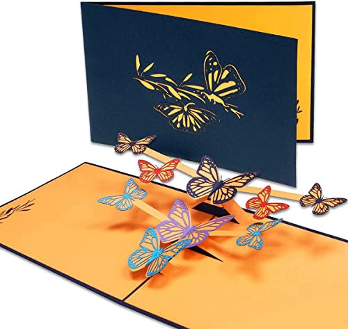 LINPOPUP®, LIN17539, POP UP Karte Schmetterling - 3D Geburtstags-Karte - Gruß-Karte mit Schmetterlings-Motiv - Klapp-Karte - Muttertag - Geburtstag, N293