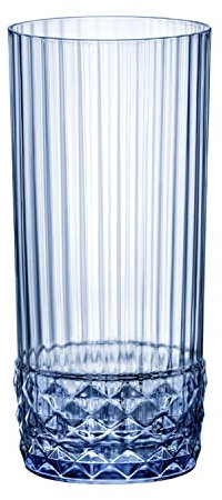 Bormioli Rocco Set 6 Bicchieri America'20 Cooler, Vetro Temperato Blu, 48 cl