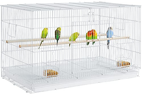 Yaheetech Wide Flight Bird Cage for Small Birds Budgies/Parrots/Cockatiels/Parakeets/Conures/Lovebirds White
