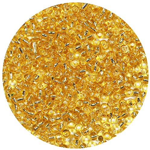 Bala&Fillic 4mm Klargolden Farben Glasperlen zum Auffädeln, 6/0 Perlen für Armbänder, perlen für Schmuckstücke Selber Machen (Klargolden)