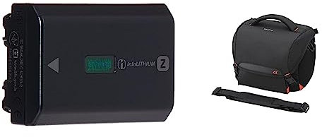 Sony LCSSC8 LCS-SC8 gepolsterte Tasche für DSLR Kamera mit Zusatzobjektiv, Schwarz & Sony NP-FZ100 Akku (InfoLITHIUM-Akku Z-Serie, 7,2V/16,4Wh (2280 mAh) schwarz