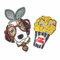 Patch Sticker 2Pcs Pet Perlen Stickerei Stoff Aufkleber Cartoon Tier Hund Popcorn Patch Pailletten Diy