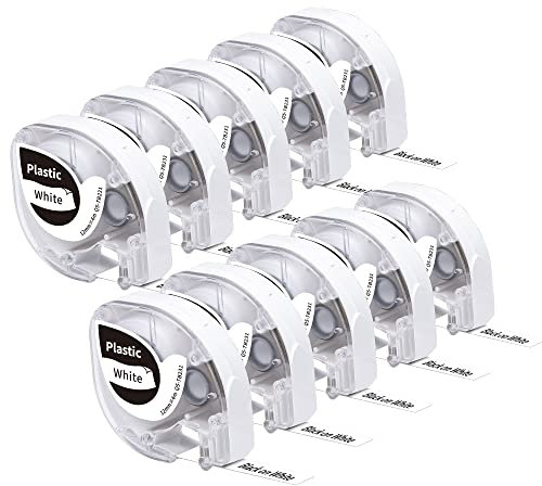 10x Phomemo P12&P12-Pro Etikettenband Original 12mm x 4m Schwarz auf Weiß Q5-TB231 Wasserfestes Kunststoff Selbstklebendes Etikettenband für Phomemo P12&P12-Pro&LT12 Etikettendrucker