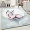 Carpetsale24 Kinderteppich Modern Rehkitz Design Pink und Grau 200 x 290 cm - Kurzflor Teppich Kinderzimmer Waschbarer Spielteppich Babyteppich für Junge und Mädchen Weich und Antiallergen Rechteckig