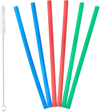 LURCH 70242 Trinkhalme Silikon 20cm 6er Set mit Reinigungsbürste