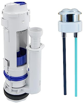Lychee Light Dual Flush Valve & Push Button Replacement Parts and Assembly Fits Geberit & kohler Split Toilet Parts, with Top Push Button,Universal Toilet Tank Spare Kits White,2 Inches (11 Height)