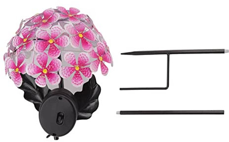 Haofy Solar Hortensien Licht 26 LEDs Dekorative Lebensechte Eisen Outdoor Blumen Pfahl Lampe für Patio, Hof, Garten Rasen (038B Rosa)