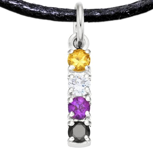 Handgefertigter LGBTQ Fahnen Anhänger, Echte Edelsteine 925 Sterling Silber | LGBT, Transgender, Lesbian, Gay, Bisexual, Non-Binary, Agender, Asexual, Polyamory, Pansexual, Genderqueer, Aromantic Flagge