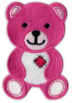 Orsacchiotto - Rosa - Nero VeIcro/Hook and Loop Back- Patch / Badge / Emblema ricamato