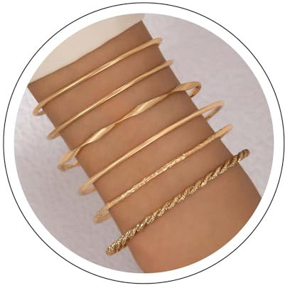 Yienate Einzigartige Gold Armreif Set Indische Bollywood Multi Stacking Twist Strukturierte Armreif Afrika Ethnischen Hochzeit Vintage Armbänder Schmuck Für Frauen Und Mädchen