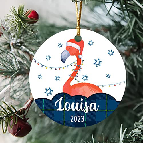 Christbaumschmuck Keramik Weihnachtsanhänger Anhänger Weihnachtsbaumschmuck Hängende Ornamente Weihnachtsdeko Personalisierter Flamingo, Personalisierte Flamingo-Geschenke Für Flamingo-Liebhaber,
