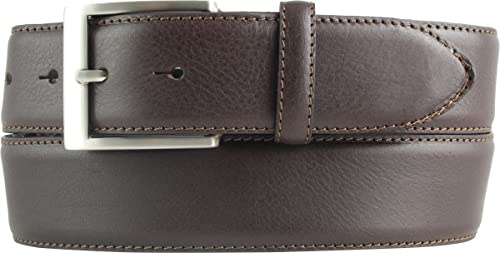 BELTINGER Hochwertiger Jeansgürtel aus Vollrindleder 4,0 cm | Bombierter Ledergürtel Herren 40mm | Jeans-Gürtel made in Italy | Braun 90cm