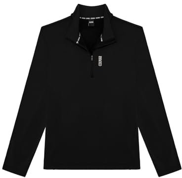 Colmar Herren-Ski-Sweatshirt aus Stretch-Fleece mit halbem Reißverschluss, Schwarz, Schwarz