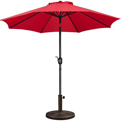 Yaheetech Parasol de Jardin 230cm/270cm avec Pied 10 KG Inclinable Extérieur, Cadre en Métal, Protection Solaire pour Terrasse Patio Piscine Balcon