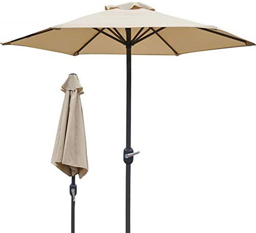 VBTJWRFE Outdoor Patio Umbrella, Beige Market Garden Parasols with Crank for Beach Pool Backyard, UV 50+ Protection