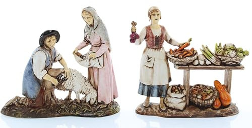 Moranduzzo 2 Handwerke für 8 cm Krippe, Maßstab 1:22 – Standard 8 – Produkt-Höhe 8 cm – Unzerbrechliche Figuren, Stil '700, Handbemalt, Hergestellt in Italien, Bildhauer M. Landi