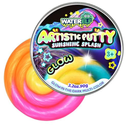 WATERELF Glow in the Dark Putty 90g – Leuchtende Sensorische Knete & Schleim Fidget Toy, Multi-Color Slime, Nicht Klebende Knetmasse, Stressabbau Spielzeug für Kinder & Erwachsene – P004