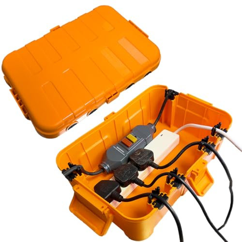 Weatherproof IP54 Connection Box – Outdoor & Indoor Cable Management for Lighting & Christmas Displays – Wall Mountable & Portable 5 Plug Capacity – 345mm x 240mm x 130mm - Choose from Various Sizes
