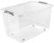 keeeper Aufbewahrungsbox mit Deckel und Rollen, 56 L, 59 x 38 x 35,5 cm, Clipbox, leo, Transparent