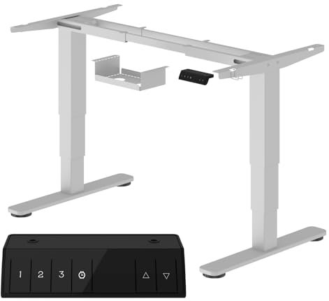 Devoko 3-Stufige Höhenverstellbarer Schreibtisch Gestell mit 2 Starken Motoren, Tischgestell Höhenverstellbar Elektrisch 60-125cm, Tischbeine Höhenverstellbar mit 3 Memory-Steuerung,weiße