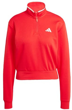 adidas Women's Essentials Color Pop French Terry Crop Quarter-Zip Originals Jacke Pure Ruby S