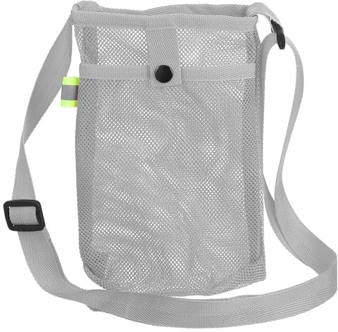 QUARKZMAN Porte-Gourde Avec Bandeoulière Réglable Sac Porte-Gourde Maille Porte-Gourde Bandoulière Avec Poche Pour Sports Randonnée Marche Voyage, Gris