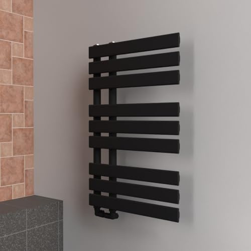 Lux Heat Black Open-Flat Designer Towel Radiator 800mm (H) x 500mm (W)