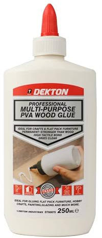 Dekton 250ml Wood Glue | Strong Bond for Woodworking & Carpentry | Fast-Drying, Easy Application | Ideal for Furniture, Cabinets & Crafts | Non-Toxic, Water-Resistant Formula for Indoor & Outdoor Use