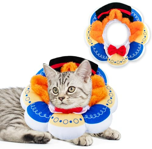Halskrause Katze, Einstellbarer Katzenkragen Halsband für Katzen Kleiner Nach Operation, Weich Leckschutz Katze Halskrausen Wiederherstellung Halsband Kragen Cone, M