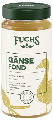 Fuchs Gewürze - Gänse Fond, Für köstliche gewürzte Gerichte und raffinierte Saucen, Ohne Geschmacksverstärker, Farbstoffe oder Palmfett, 400 ml im wiederverschließbaren Glas