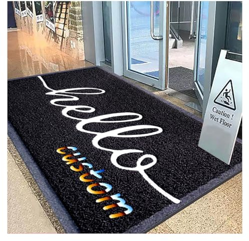 CVBN Personalisierte Teppiche mit Name Logo Kommerziell Personalisierter Teppich mit Gummirand Fußmatte Seidenschlinge Fussmatte Rutschfester für Konzerne Einkaufszentren,150x60cm