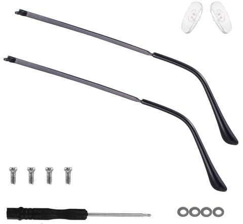 YUXIANLB 1 Pair Universal Glasses Arms Legs Replacement, TR90 Eyeglass Arm Replacement Eyeglasses Repair Legs, Glasses Repair Kit with Screws Washers Screwdrivers Nose Pads, Eye Glass Tightening Kit