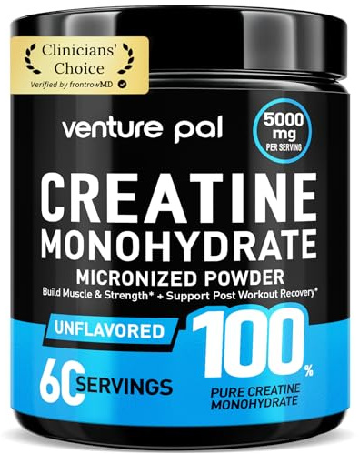 Venture Pal 100% Pure Micronized Creatine Monohydrate Powder, Unflavored Creatine for Women & Men, Vegan, Keto, Gluten Free, 5 g (5000mg) per Serving, Creatina Monohidratada en Polvo