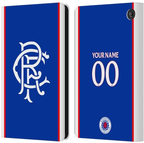 Head Case Designs Officially Licensed Custom Customised Personalised Rangers FC Home 2025/26 Kit Leather Wallet Case Compatible With Amazon Fire 7 2022