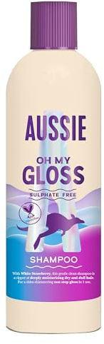 Aussie Oh My Gloss Shampoo ohne Sulfate, Glanz für trockenes Haar, vegan | Glänzendes, feuchtigkeitsspendendes und weicheres Haar, vegan und Cruelty-Free