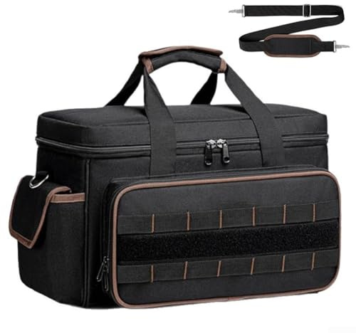 17 Inch Tool Bag with Soft Padded Handle and Adjustable Shoulder Strap Heavy Duty Oxford Fabric for Electricians Carpenters HVAC Professionals